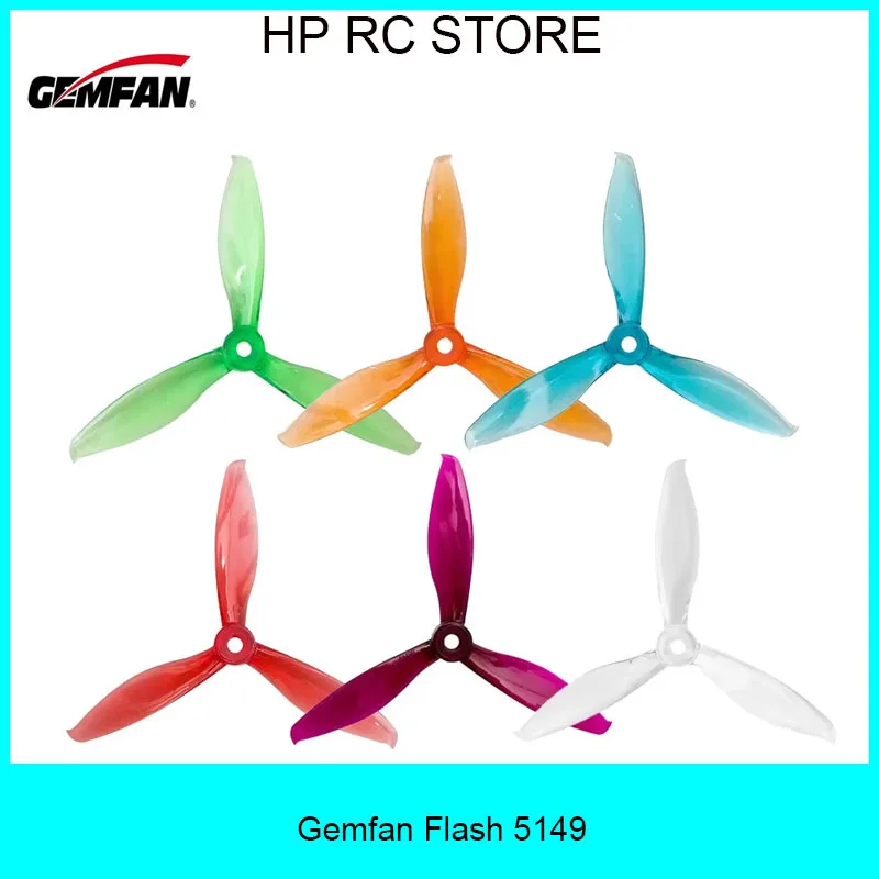 2 pares gemfan flash 5149 5 polegadas 5.1x4.9x3 hélice de 3 lâminas para drones de corrida fpv freestyle peças de reposição diy