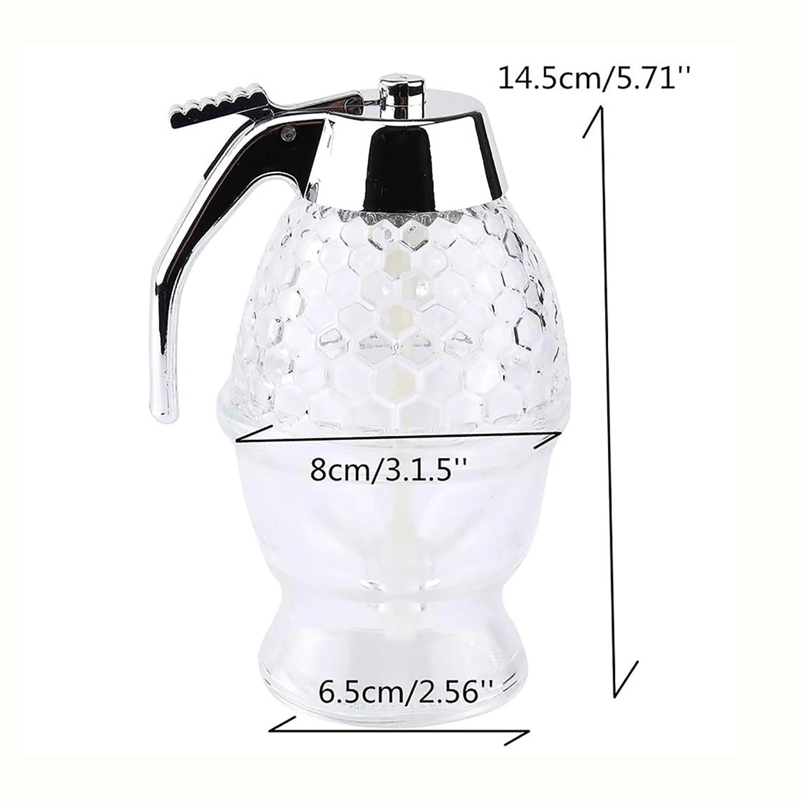 Honey Pot Pourer Dispenser No Drip Honey Syrup Dispenser Honey Pot Jar for Sugar Sauces Condiments Containers Pourer Holder