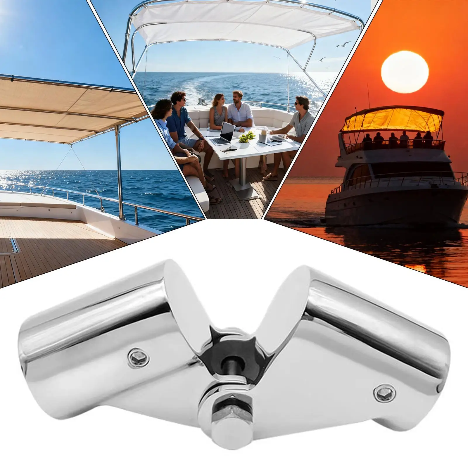 

22mm/25MM Boat Tube Connector Stainless Steel Yacht Hardware Folding Swivel Connector For Yacht Deck Shading Systems Pipeline