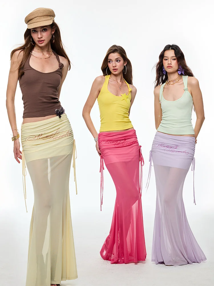 

Регулируемая плиссированная юбка-рыбка Dopane, сексуальная облегающая юбка-миди с высокой талией из эластичного полиуретанового волокна