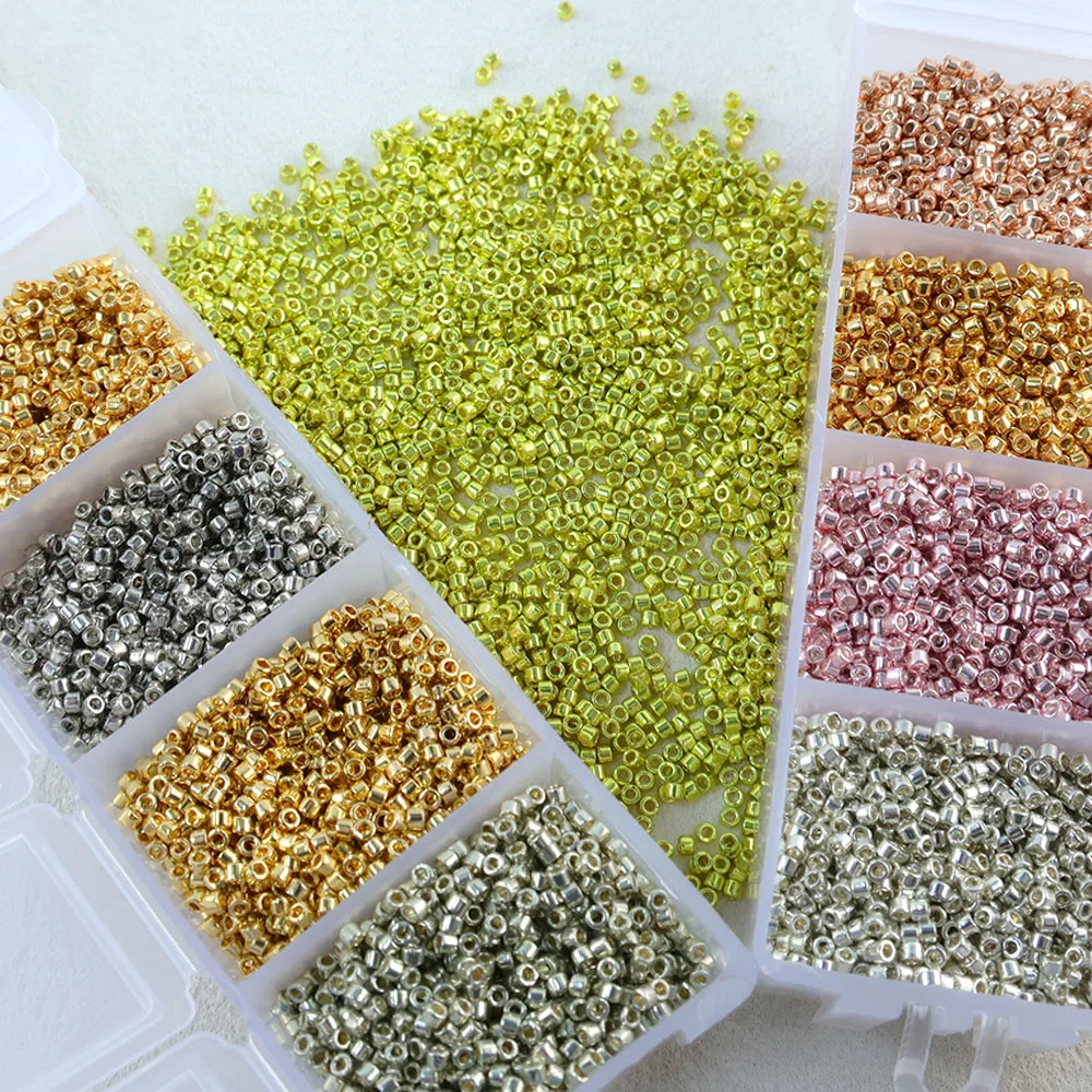 Cuentas de vidrio metálicas Miyuki Delica importadas de Japón, accesorios de joyería para diversas manualidades DIY, 10g