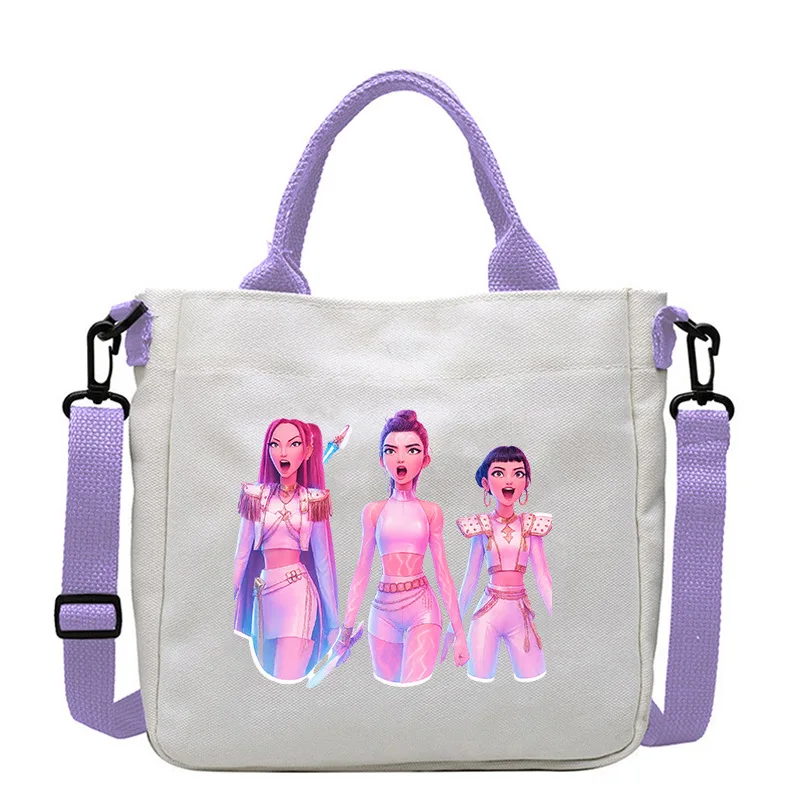 نقل لطيف K-Pop شيطان الصيادين حقيبة قماش قنب موضة مطبوعة حقيبة يد الكرتون أنيمي التنقل المحمولة كتاب تخزين أكياس جيب الهدايا #2