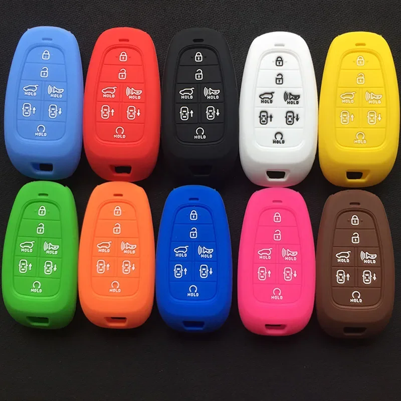 Silicone Car Key Cover Case 7 Button Key Case For Hyundai Sonata Smart 2019 Nexo 95440-M5000 Remote Control Silicone Key Case