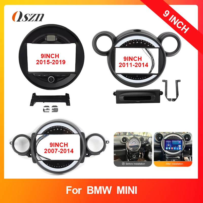 For BMW MINI 2007-2019 9 Inch Car DVD Stereo Radio Frame Dash Panel Head Unit Navigation Fascia