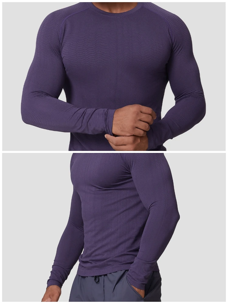 Langarm-Shirts für Herren Schnelltrocknend Feuchtigkeitsableitend UV-Sonnenschutz T-Shirts für Angeln Workout Athletik Fitness Oberteile – Detail 2