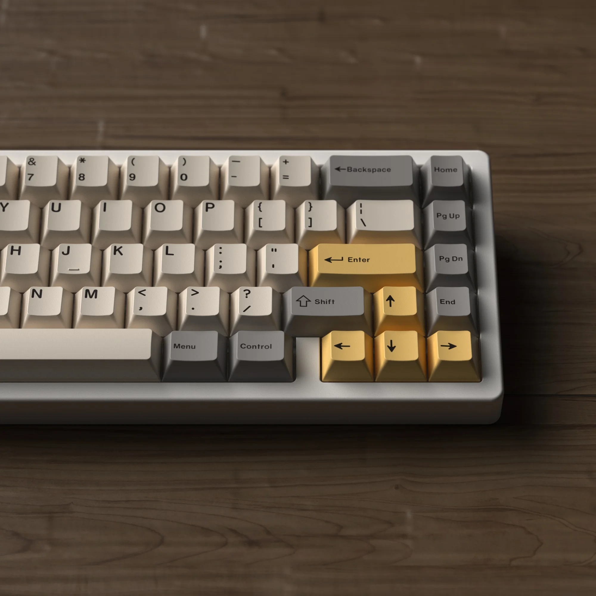 JKDK Profil Ceri Gurun PBT Sublimasi Panas Susu Abu-abu Kuning Profil Ceri untuk Cherry MX 61 68 104 980 Keycaps