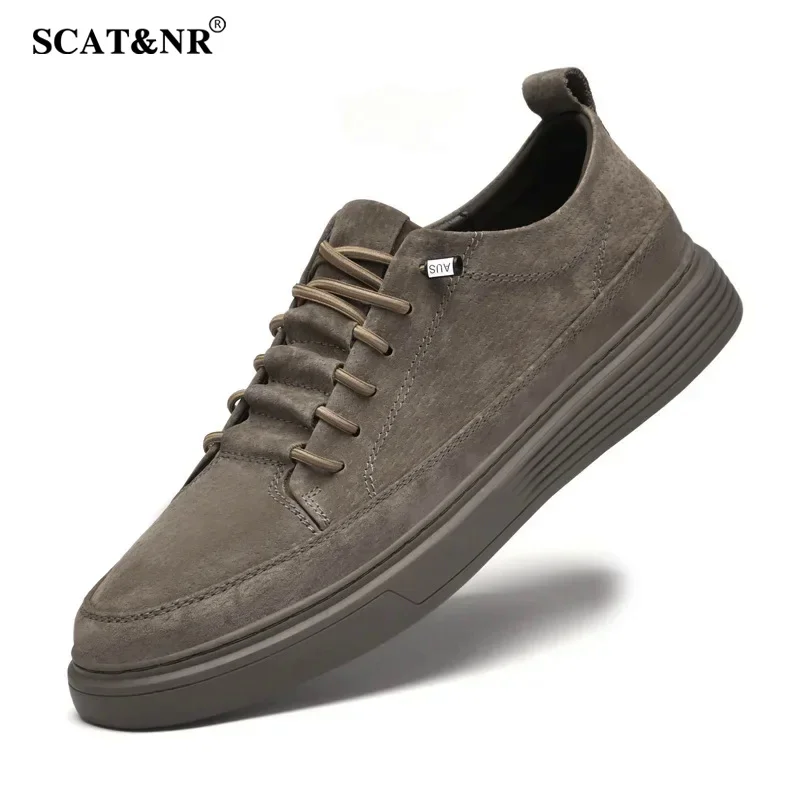 2024 European new shoes for men genuine leather casual shoes flat skateboard shoes street fashion sneaker 38-46 wedding