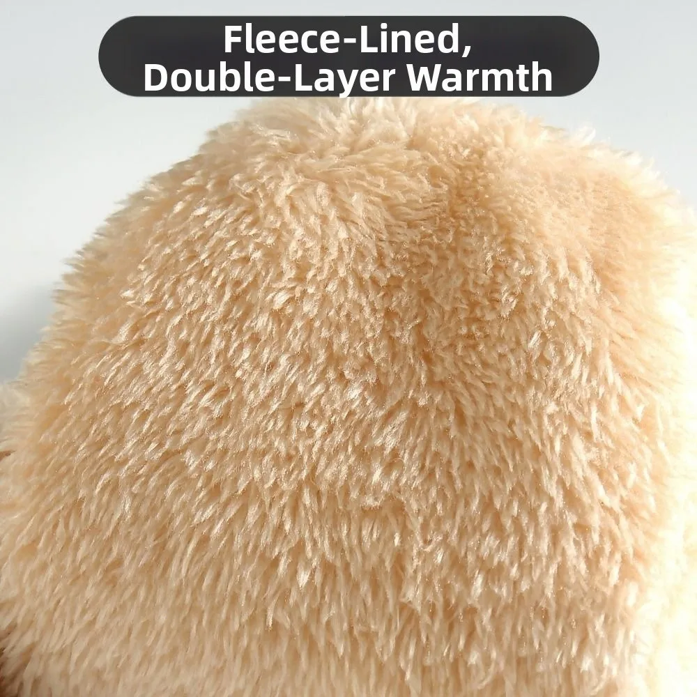 New Lamb Velvet Winter Gloves Double Layer Cable Knit Thermal Gloves Fleece Lined Touchscreen Gloves Winter Commuting