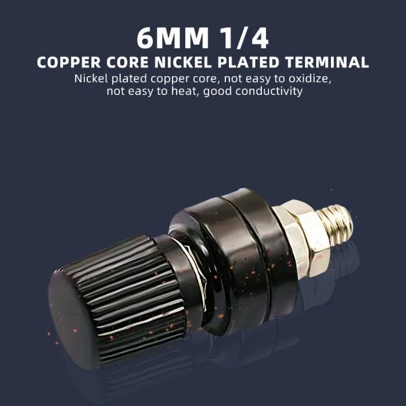 4Pcs Binding Posts Terminal M6/M8 Battery Terminal Connector 1/4” 5/16”Remote Power Terminal Copper Core Nickel-Plated Red/Black