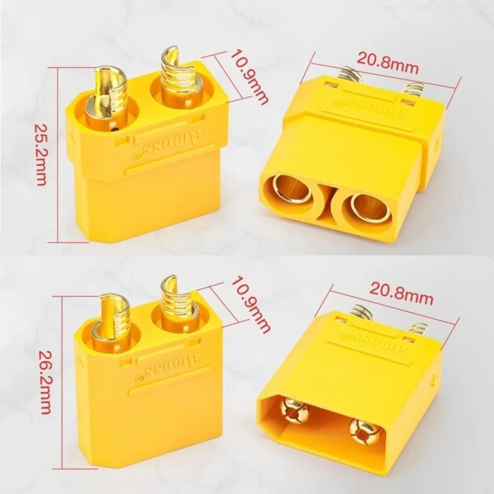 Amass XT30UD Connector Gold-plated DC500V 20A 30A XT90UZ Connector Lipo Battery Connector Yellow XT60UZ-F M Plug RC Accessories