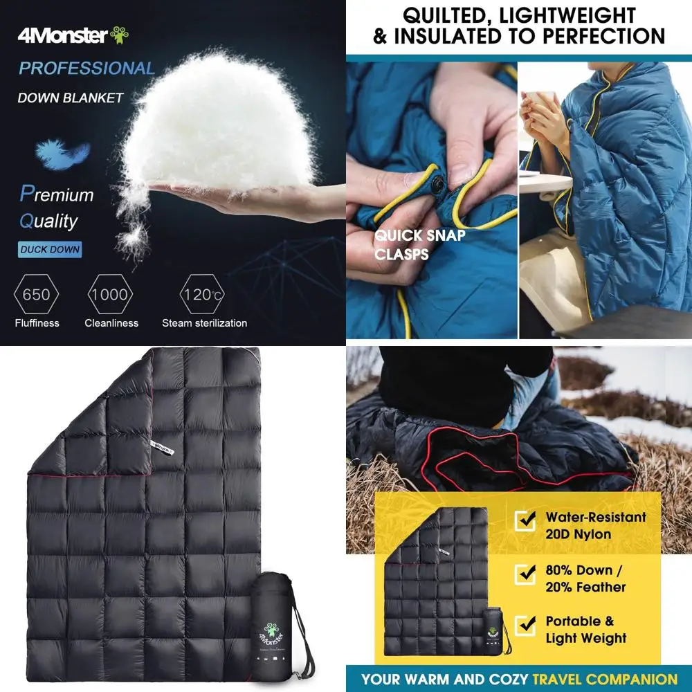 

Сверхлегкое пуховое одеяло с наполнителем 650 Fill Power — компактное, водонепроницаемое уличное одеяло для путешествий, стадиона, походов и пляжа