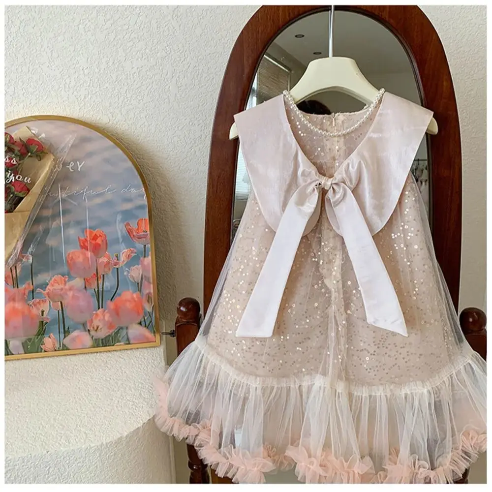 Flip Collar Doll Collar Girls\' Dress Summer Princess Skirt Camisole Skirt Puffy Skirt Mesh Skirt xl01