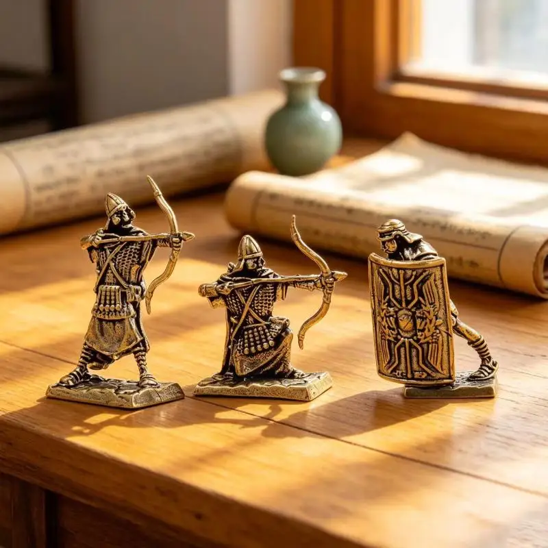 Military Sandbox Copper Ornaments Figure Roman Legionary Soldier Model Archer Medieval Military Toys