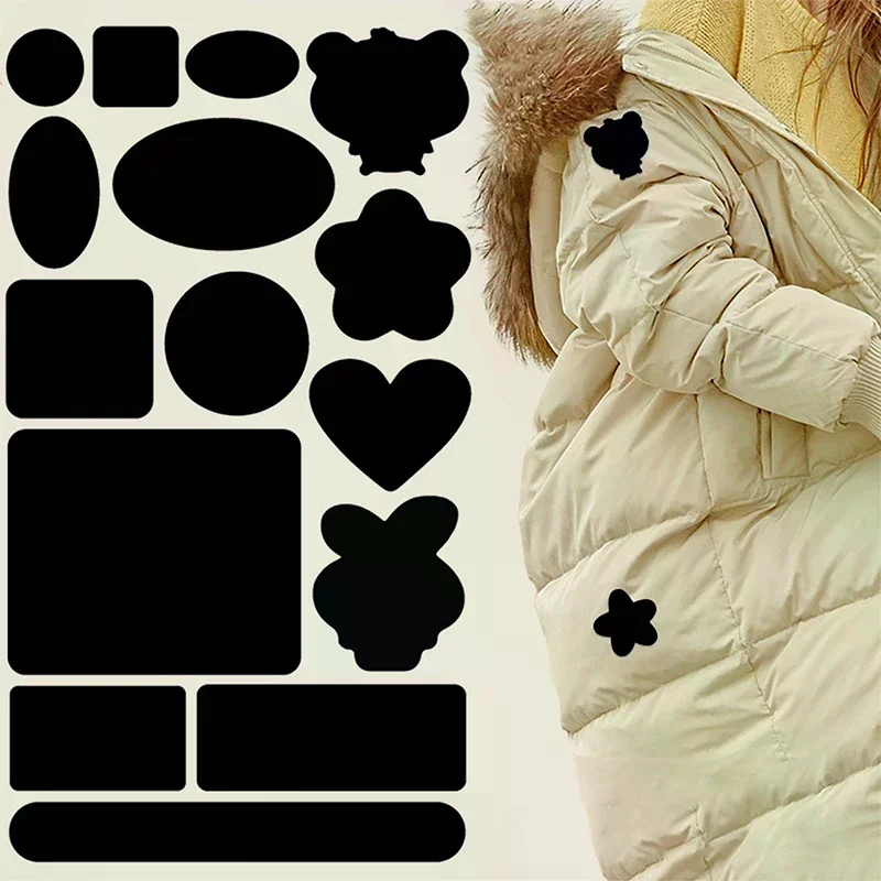 رقعة إصلاح قماش ذاتية اللصق باللون الأسود العالمي (قطعتان) - إصلاح فوري بدون قطع للسترات والمعاطف السفلية #5