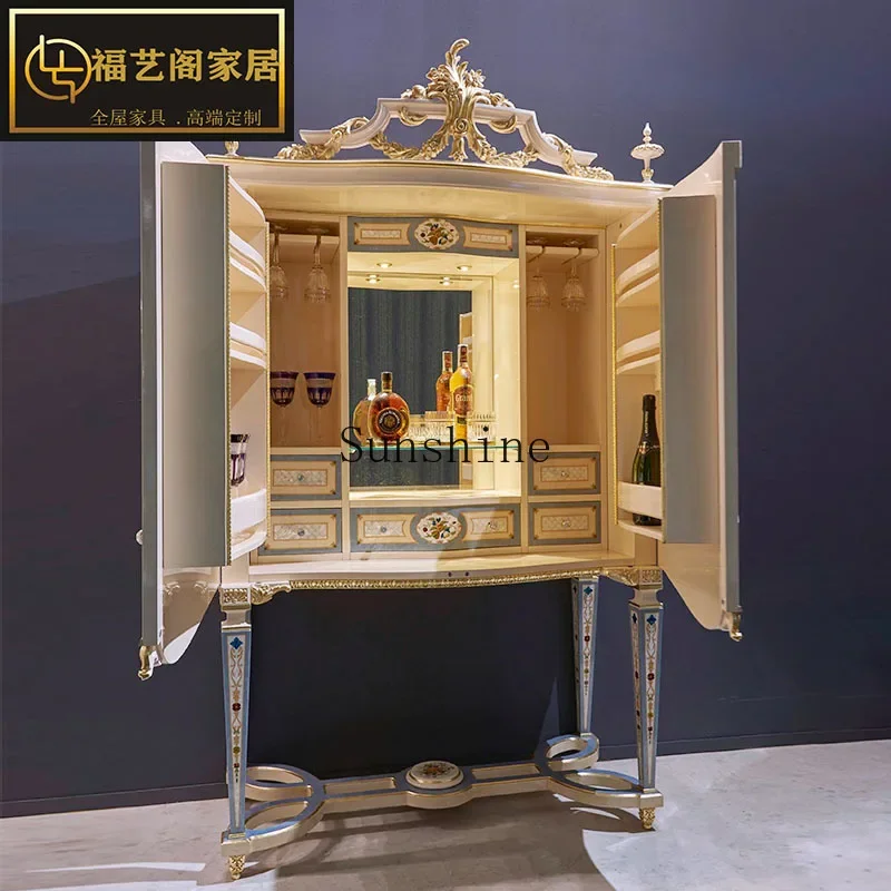 European double door solid wood carving flower inlaid shell craft locker large apartment customizationYY