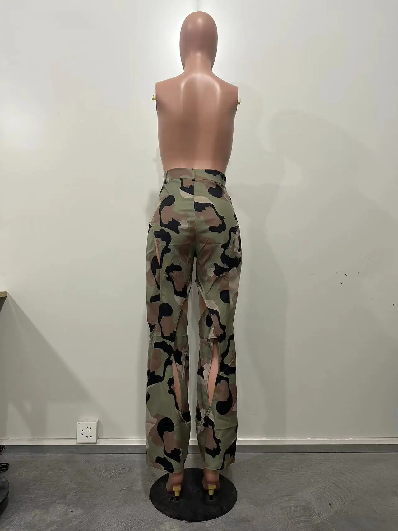 Pantalones de pierna recta con estampado digital para mujer, ropa de calle personalizada, informal, hipster, Camuflaje