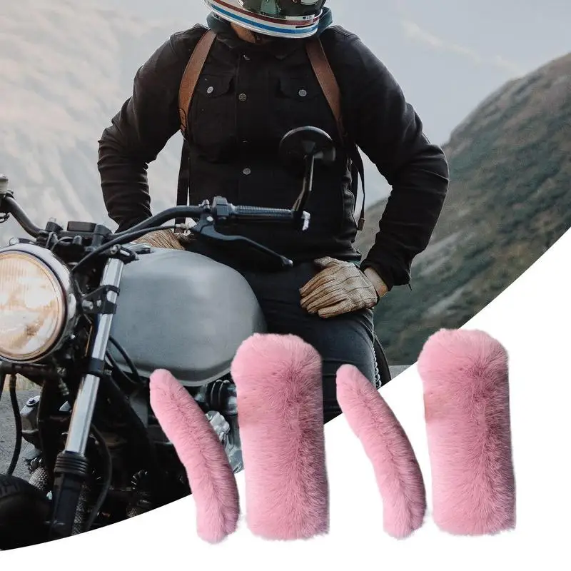 Motorcycle Handle Warmers Winter Motorcycle Handle Bar Wrap Snowmobile Plush Hand Grip Covers Motorbike Brake Cover For Outdoor