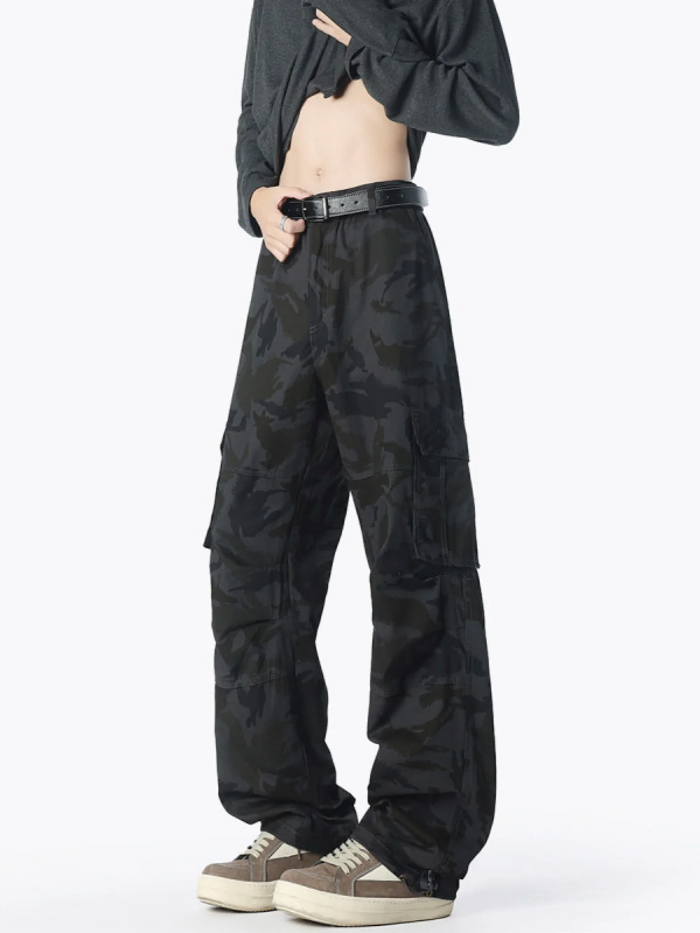 

Мужские камуфляжные рабочие брюки прямого кроя, зауженные, осенние, модные, в стиле ретро, повседневные брюки-карго