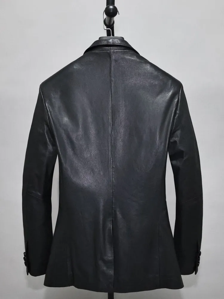เสื้อเบลเซอร์หนังแท้ทรงเข้ารูป - Leather Work Jacket Mens บทวิจารณ์และราคา
