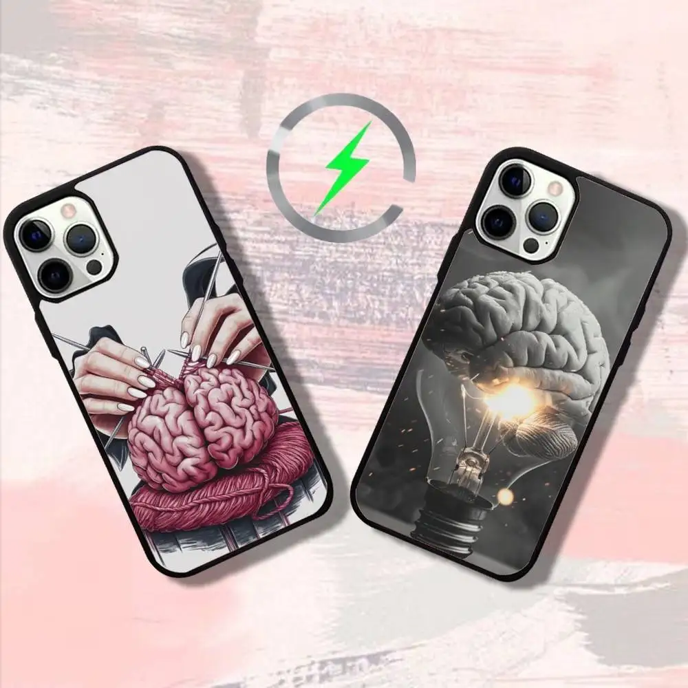 

Art Brain Phone Case For iPhone 16,15,14,13,12,11,Pro,Max,Plus,Mini,SE4,E Magnetic Magsafe Wireless Charging