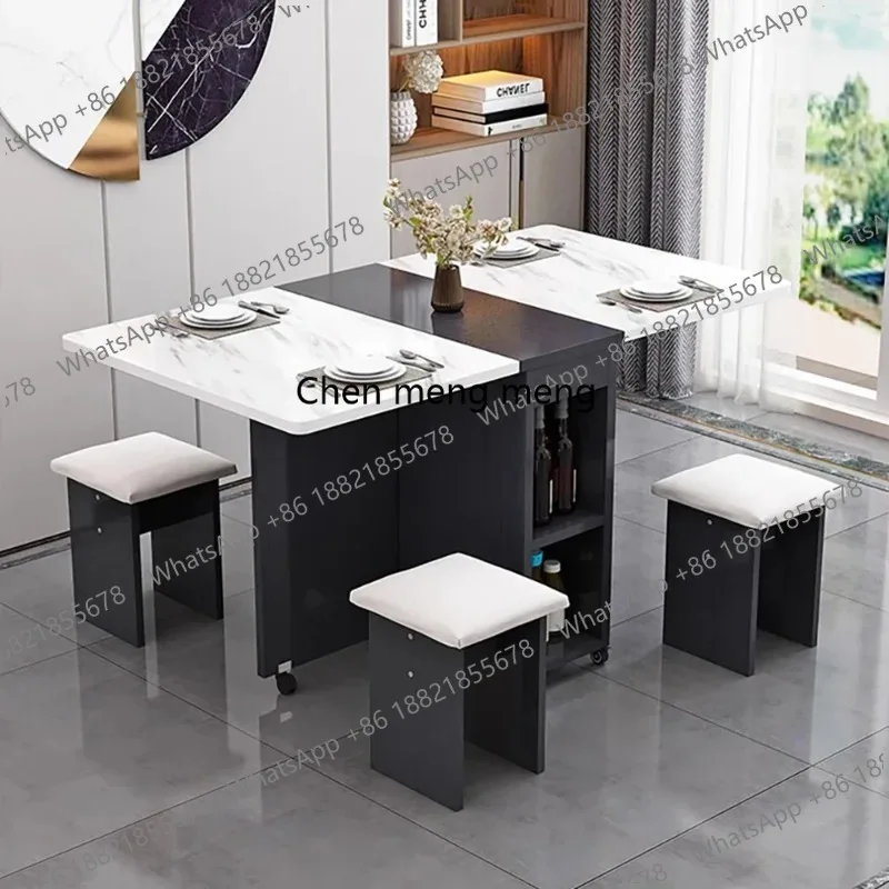 Mesa de Comedor Italiana de Lujo, Estilo Nórdico Simple, Plegable, Juego de Mesa de Comedor con 4 Sillas, Muebles de Cocina, Sillas de Comedor