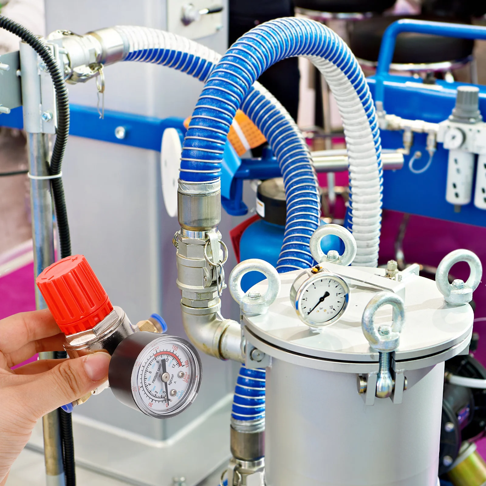 

Air Compressor Pressure Control Regulator Valve With Gauge Sturdy Plastic Metal Adjustable For Air Compressor Replacement