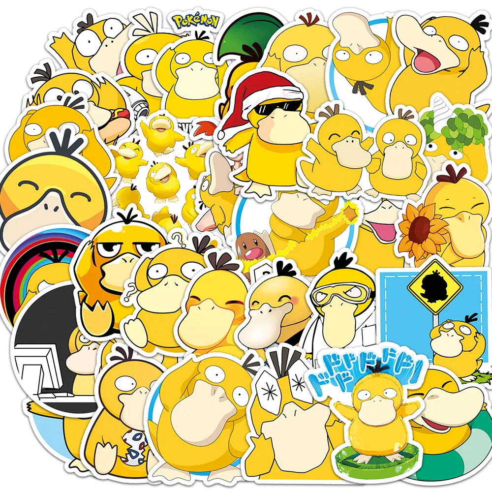 10/30/50pcs Kawaii Anime Pokemon Psyduck Stickers Cute Cartoon Graffiti Decal DIY Phone Water Bottle Laptop Sticker for Kids Toy