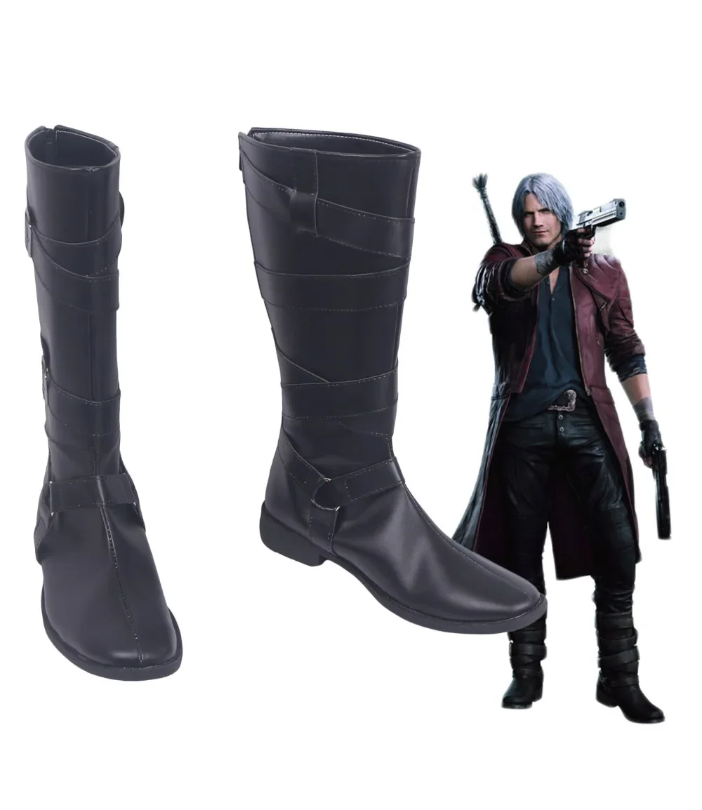 Neue Dante Cosplay Stiefel schwarze Schuhe Halloween Karneval Cosplay nach Maß jeder Größe