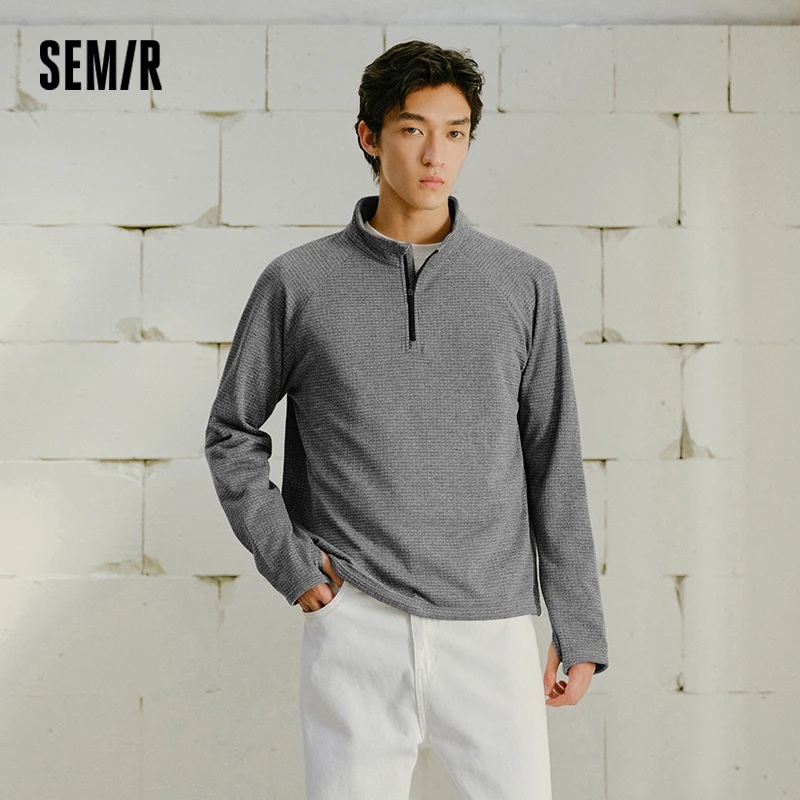 Semir Langarm-T-Shirt für Herren, feuchtigkeitsableitend, schnell trocknend, Outdoor-Sport, halbhoher Kragen, Fleece, 2025, Winter, neue Herrenbekleidung