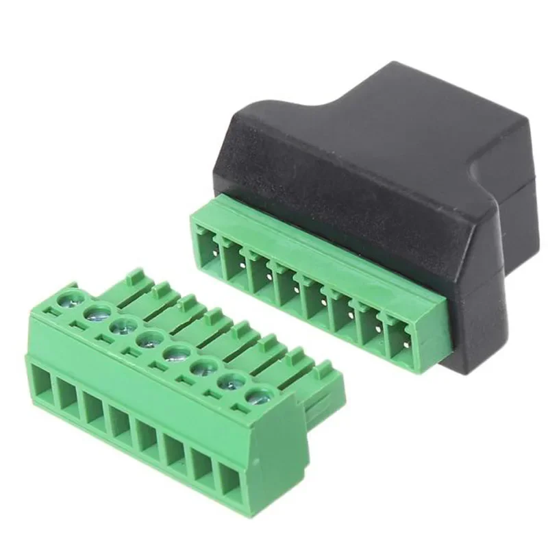 RJ45 to 8Pin Solderless Network Extension Cable Adapter 8P8C Male Female Green Wiring Terminal Shielded Welding-free Connector
