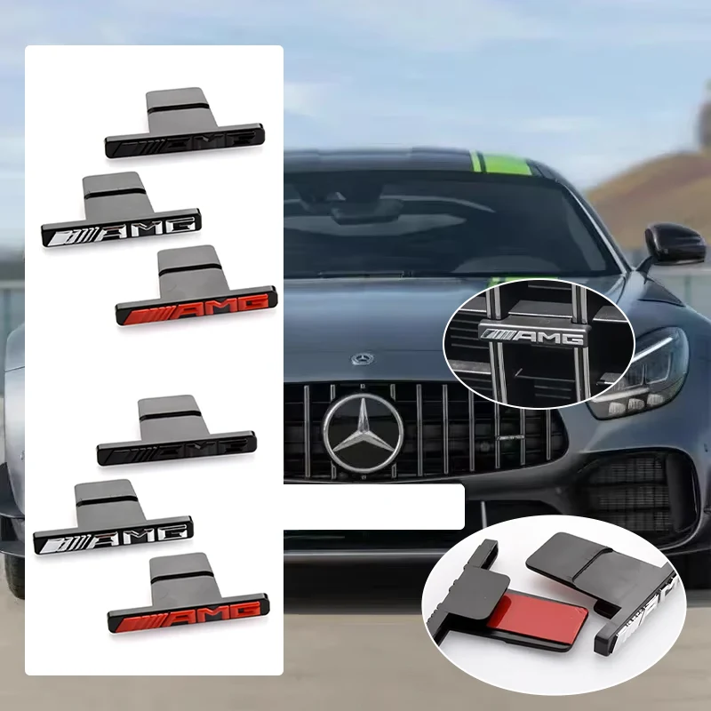 Hot 3d AMG Logo Emblem Car Front Grille Badge Car Styling For Mercedes Benz W124 W168 W169 W176 W177 W202 W203 W204 W205 W210