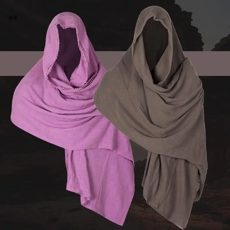 X5QE Male Hood Cloak Shoulder Cape Comfortable Scarf Male Middle Ages Shoulder Cowl Spring Men Shawl for Banquet