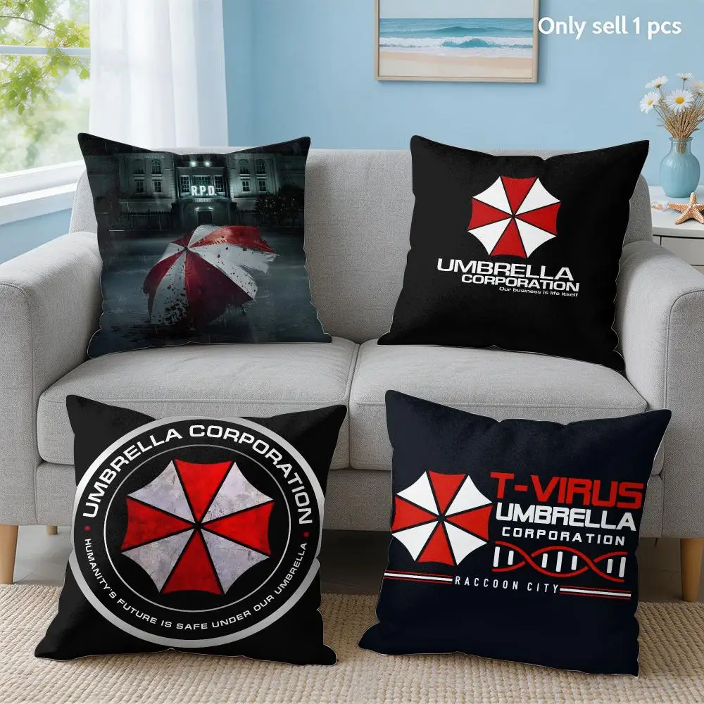 Game R-Resident E-Evil U-Umbrella Cushion Cover Short Plush Throw Pillow Cover Hidden Zipper Cutecore Sofa Bedroom Home Decor