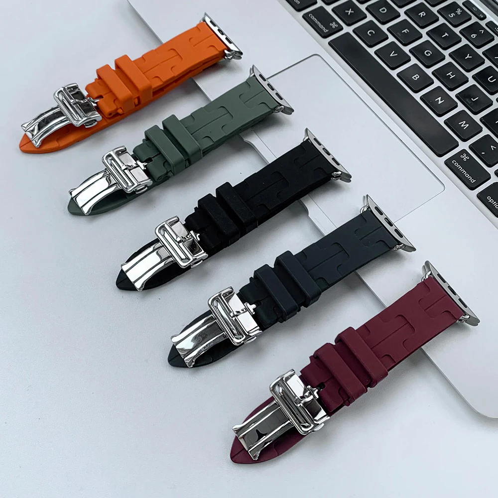 Kilim Strap For Apple Watch Band Ultra 2 49mm Silicone Sport Bracelet For Iwatch 6 5 9 8 4 SE 38/4041mm With Logo Watchband