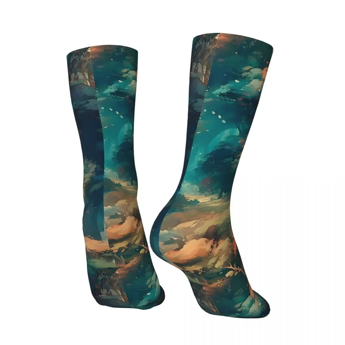 Animated Country Fantasy A Dreamy, Magical Journey Men's Socks Retro Harajuku Street Style Novelty Seamless Crew Sock