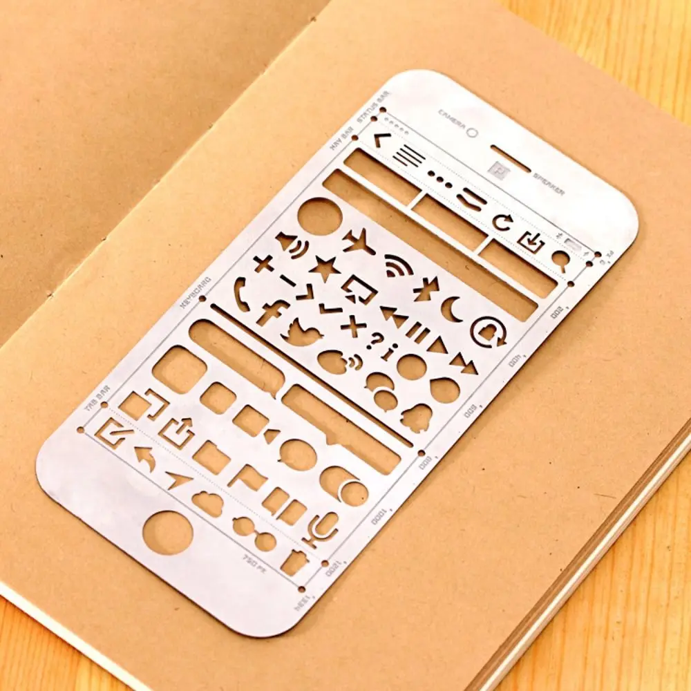 Cat Shape Template Ruler School Projects Smooth Surface Hollowed Out Ruler Vintage Stainless Steel Drawing Template Ruler