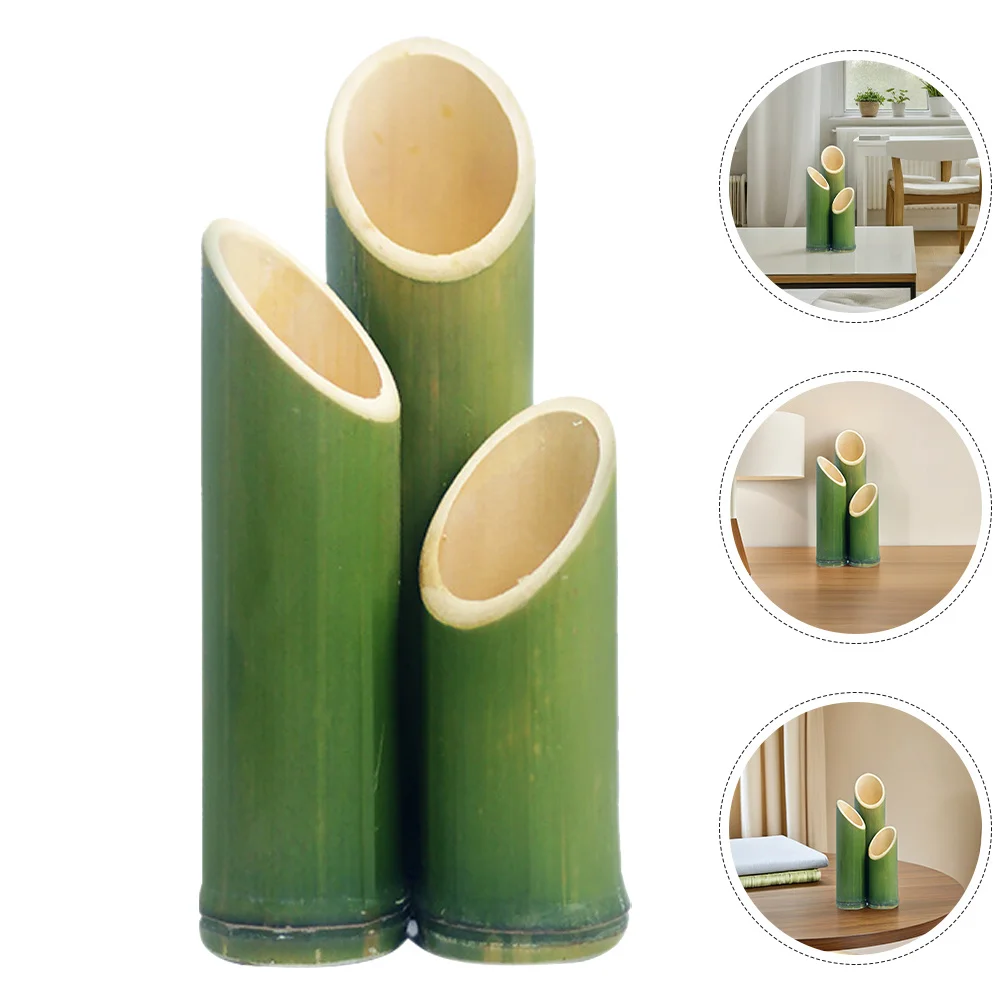 

3pcs Bamboo Tube Vase Fresh Design Rustic Plant Pot For Wedding Centerpieces Simple Floral Arrangement Modern Farmhouse