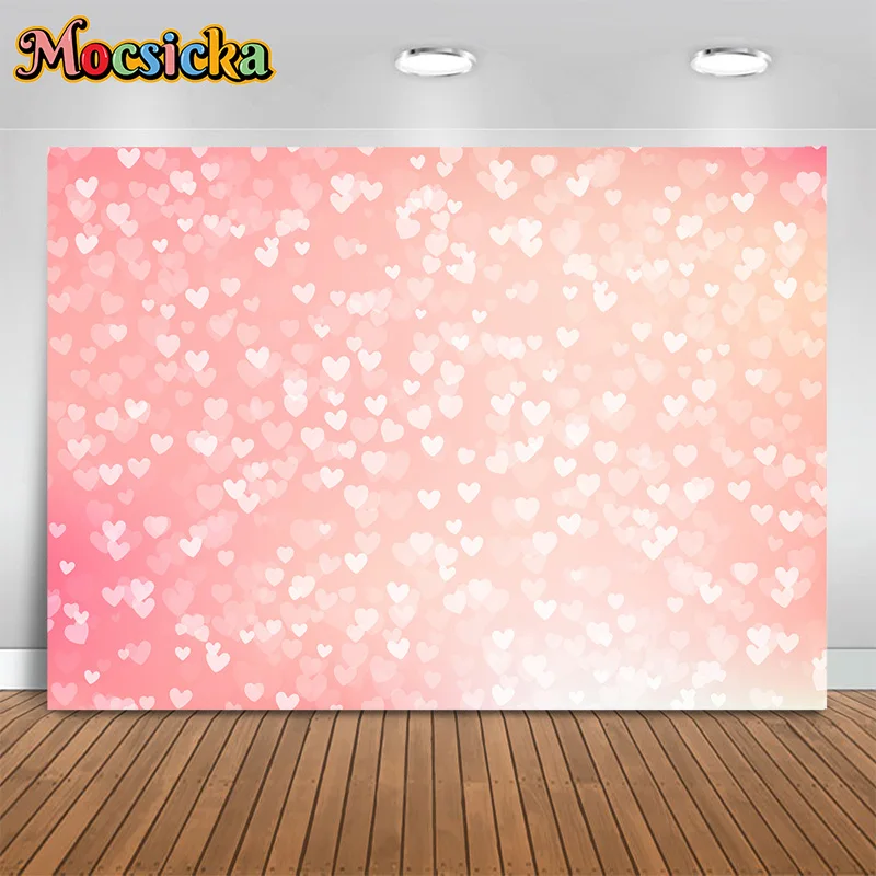 Mocsicka Photography Background Pink Glitter Heart Decor Backdrop Princess Girl Birthday Party Adult Kids Photo Studio Banner