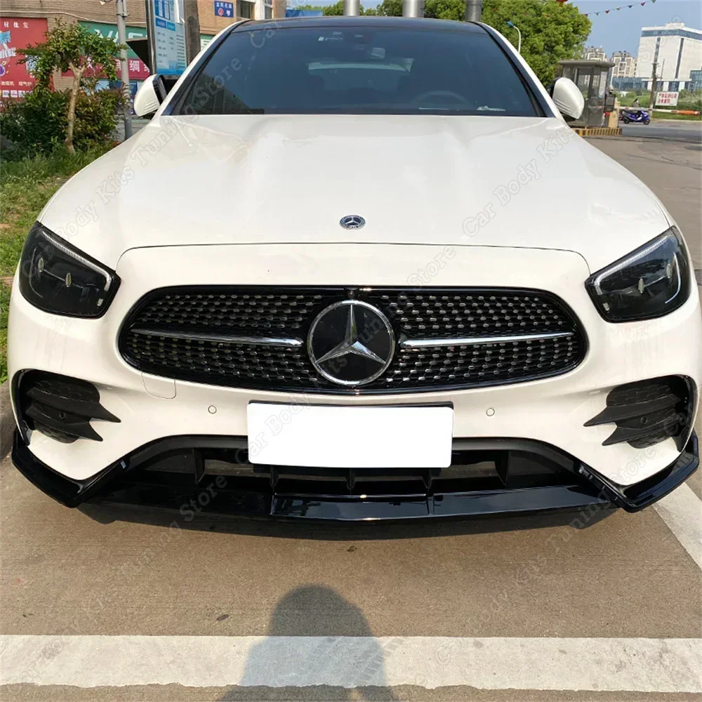 For Mercedes Benz W213 S213 E-Class E200 E300 E450 Front Bumper Lip Body Kit Spoiler Splitter Diffuser 2020-2023 Facelift Tuning