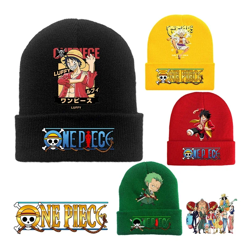 

One Piece Luffy Zoro Knitted Hat Anime Cartoon Print Boys Girl Winter Beanie Childern Outdoor Casual Warm Vogue Hundred Take Cap