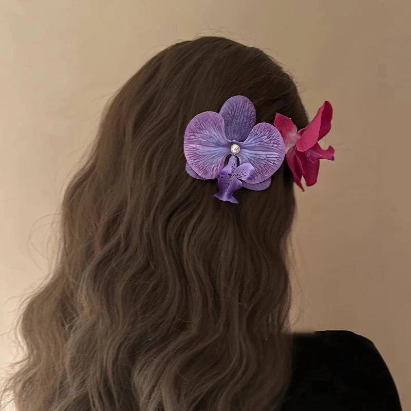 Orchid Hair Clip For Woman Artificial Flower Hairpins Cute Wedding Party Side Clip Hair Accessories Gifts