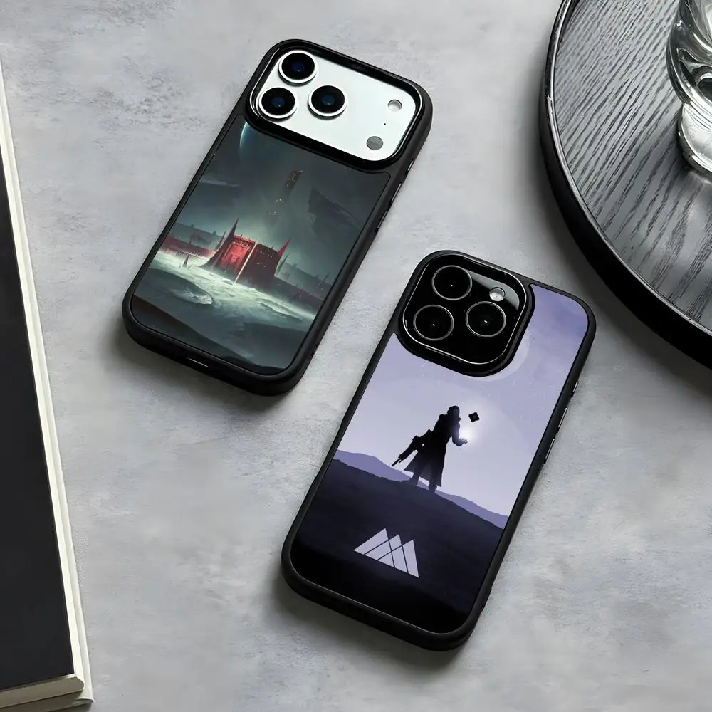Coque de téléphone D-Destiny 2 pour iPhone 17 Air 16 15 14 13 12 Mini Pro Max Plus, cadre noir, coque rigide
