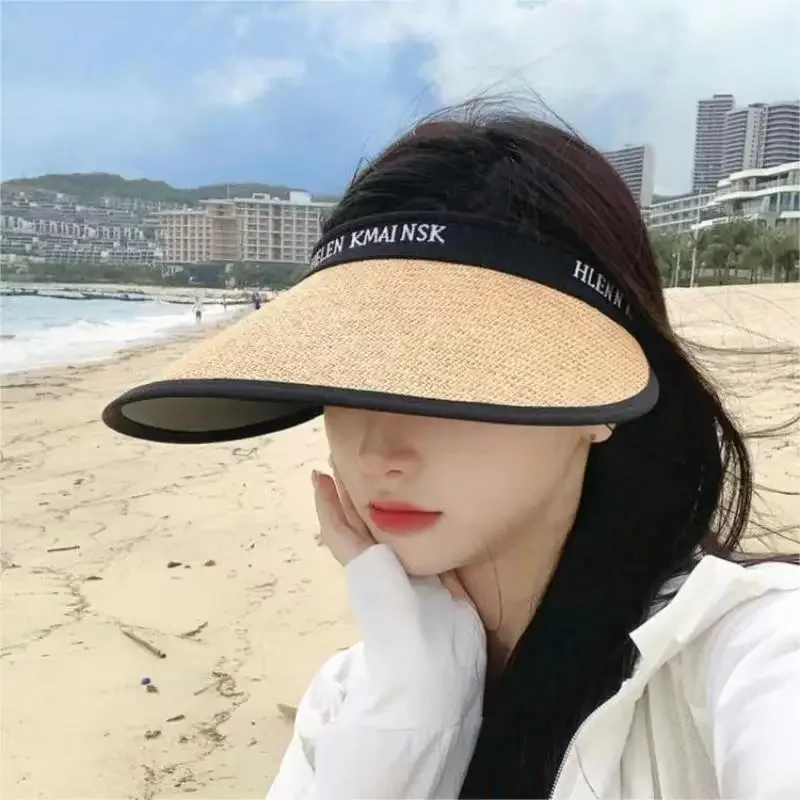 Double-layer Sun Hats for Women UPF50+ UV-proof Layer Woven Hat Summer Beach Sun Protection Hats Fashion Hats