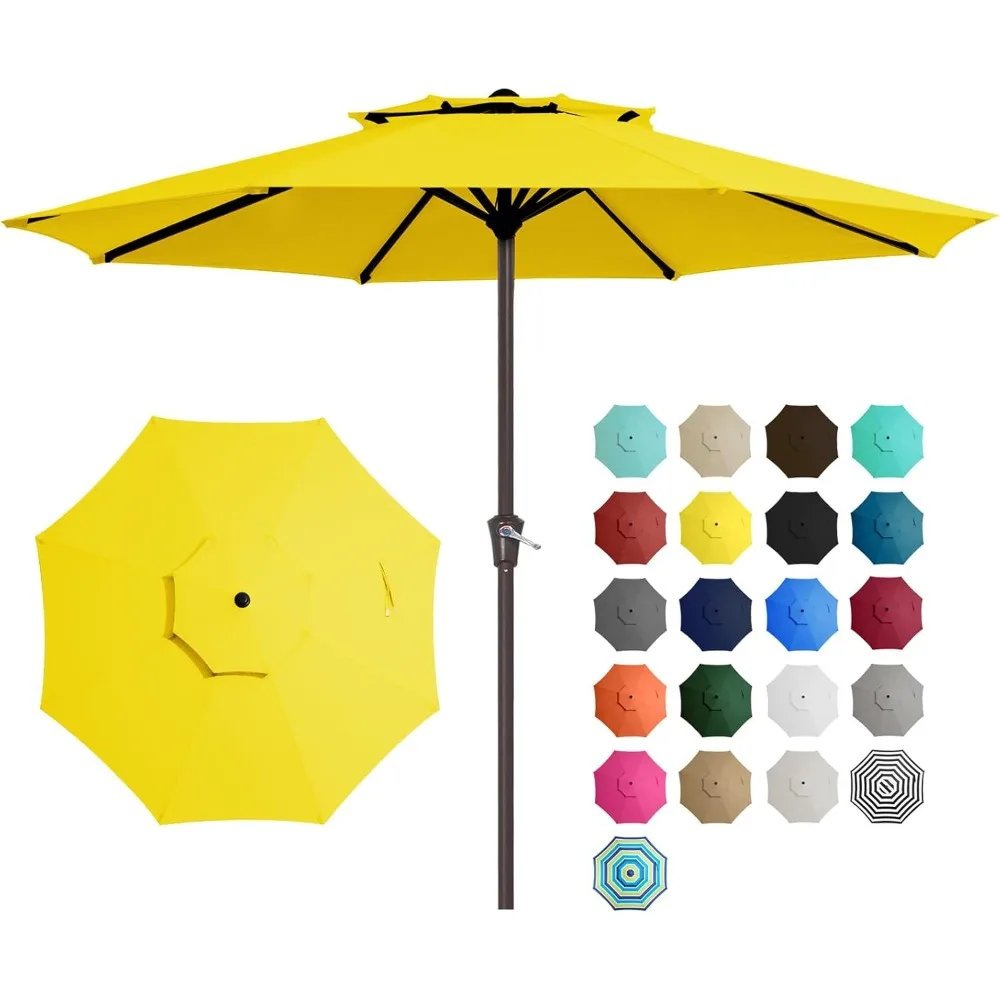 

11' 2-Tiers Patio Umbrellas Outdoor Table Market Umbrella w/Crank, 8 Sturdy Ribs, UV Protection Waterproof Sunproof(Yellow)