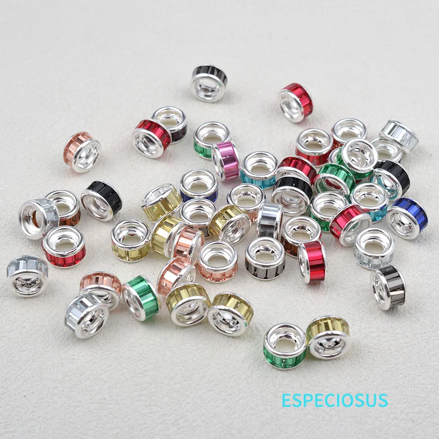 Mix Color Rhinestone Loose Beads Bracelet Handmade Spacer Round Shape Wheel Beads For Earring Department DIY Jewelry Accessories