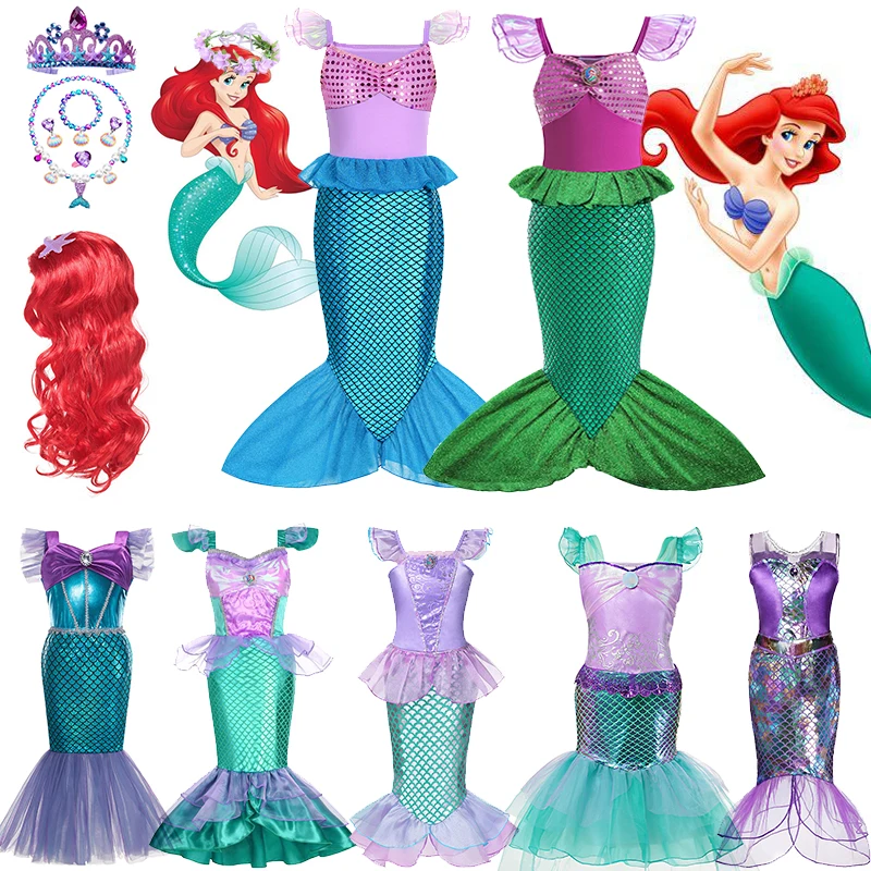 

Girls Mermaid Dress Ariel Prom Princess Costumes Cosplay Dress for Kids Girls Summer Casual Halloween Birthday Party Dress Up