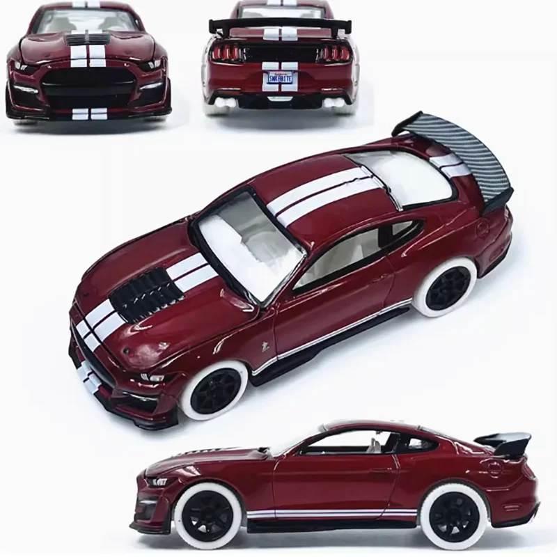 Diecast 1: 64 Scale 2021 Shelby GT-500 Sports Car Alloy Simulation Car Model Collection Display Toy Gift Decorative Souvenirs