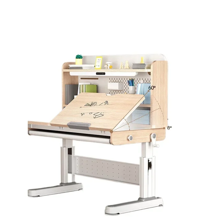 Solid wood children's study table household primary and secondary school students lifting desk and chair writing table