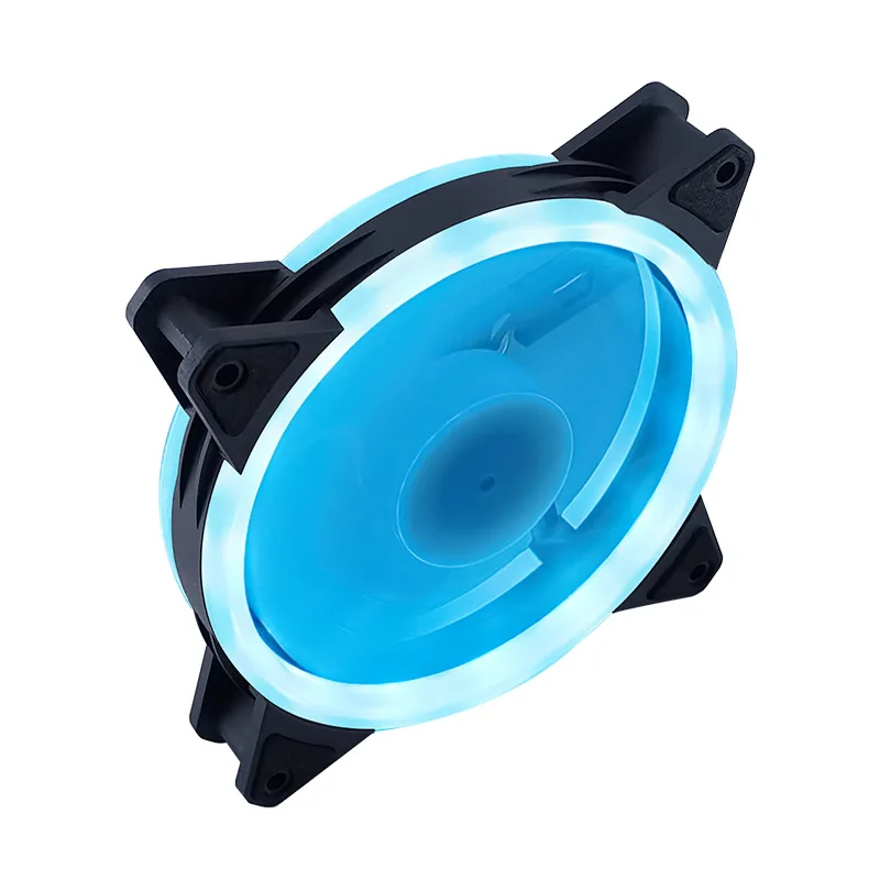 Multi-color Dual Aperture 12CM Fan Silent Desktop Host Computer Air-cooled Radiator Led Aurora Chassis Fan