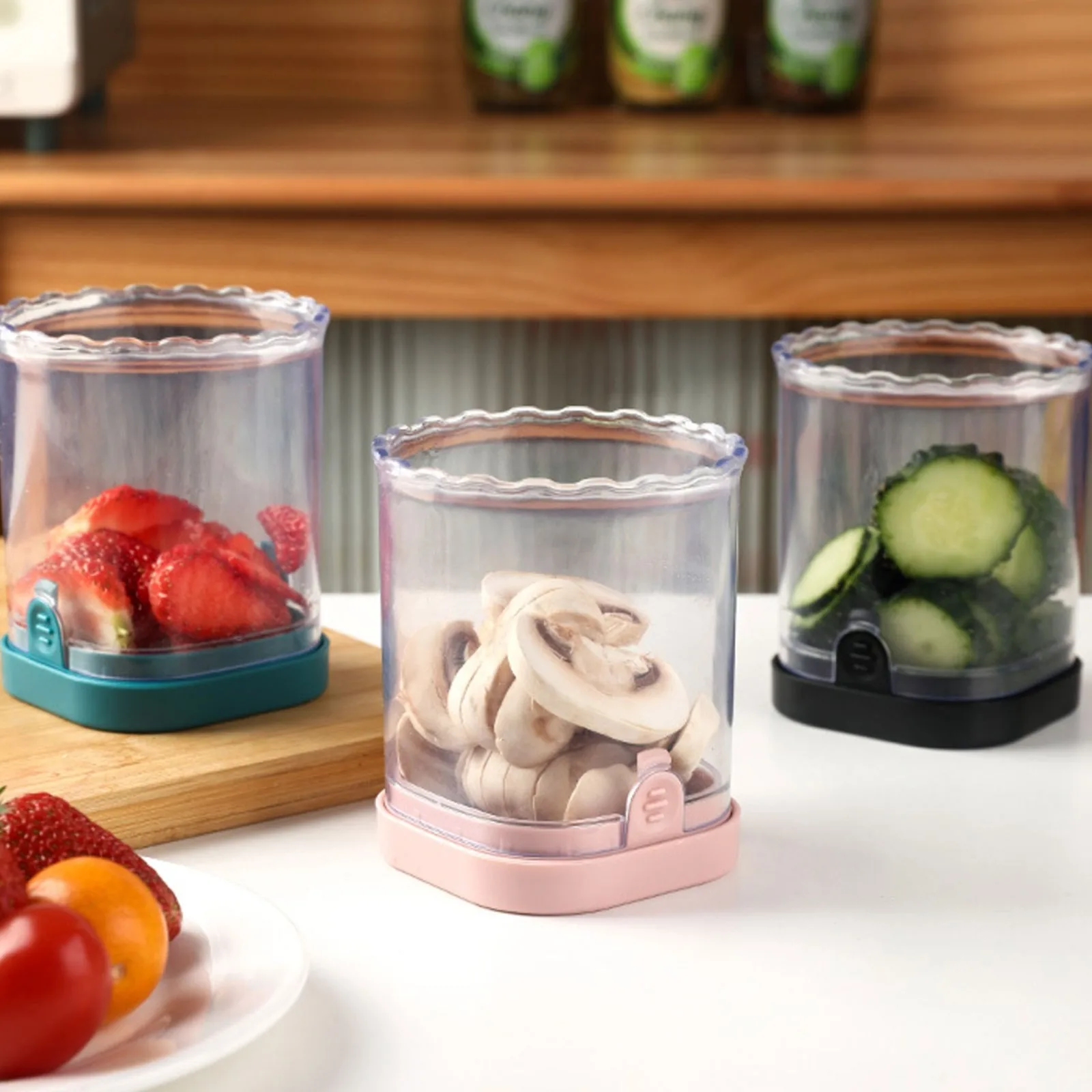 2in1 Stainless Steel Manual Slicer & Chopper Cup - Detachable Fruit/Vegetable Cutter for Strawberries Bananas Onions Mushrooms - view 3